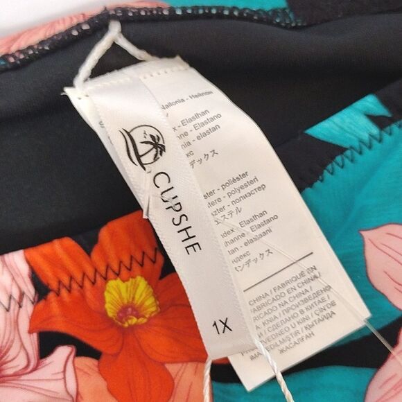 CUPSHE Black Tropical Cynthia High Waist Bikini Bottoms 1X NWT - Picture 10 of 11